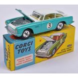 Corgi Toys Aston Martin Competition Model (309). in turquoise and white with yellow interior, scarce