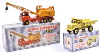 2 Dinky Supertoys. 20-Ton Lorry-Mounted Crane (972). In orange and yellow, with yellow wheels,