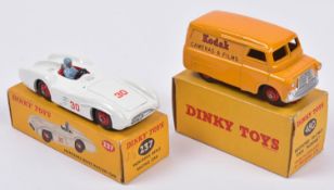2 Dinky Toys. Mercedes Benz Racing Car (237) in white with red interior, RN30, complete with light