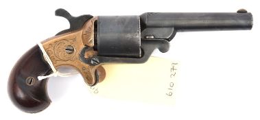 A 6 shot .30” National Arms Co Moore’s patent teat fire SA revolver, 7” overall, barrel 3¼”,