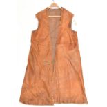 A rare WWI Royal Flying Corps service issue silk lined soft brown leather sleeveless flying