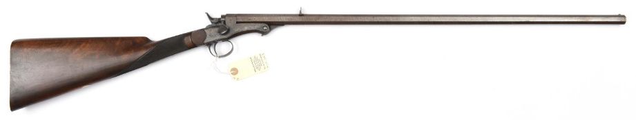 A .380” needle fire Rook Rifle, 43½” overall, browned octagonal twist barrel 28” with single folding