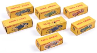 7 Useful Empty Dinky Toy Boxes. For Cooper Bristol (23G), Ferrari (23H), H.W.M (23j), Maserati (