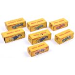 7 Useful Empty Dinky Toy Boxes. For Cooper Bristol (23G), Ferrari (23H), H.W.M (23j), Maserati (