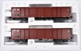 A set of 2x Hubner Gauge One (Spur 1), 45mm, German outline freight wagons. DB Eaos -106