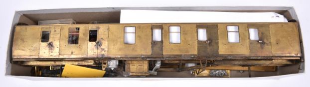 A Gauge One, 45mm, partially constructed RJH kit for a BR Mark 1 Full Brake coach. Etched brass body