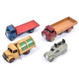 4 Dinky Toys. Big Bedford Lorry with maroon chassis & cab, fawn body & wheels. Guy Flatbed with