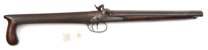 A curious DB 18 bore percussion poacher’s gun (?) modified from a sporting gun, 29” overall, barrels