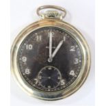 Zenith pocket watch of type issued to Wehrmacht. Plated case, 51mm diameter, screw back with three