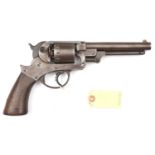 A 6 shot .44” Starr Arms Co DA Army percussion revolver, number 20263 on all parts, the walnut