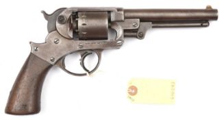 A 6 shot .44” Starr Arms Co DA Army percussion revolver, number 20263 on all parts, the walnut