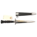 A naval style dirk, shallow diamond section, tapering blade 6”, plain steel oval crossguard,