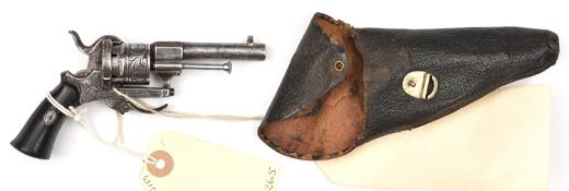 A charming Belgian 6 shot 5mm ladies open frame DA pinfire revolver, 5” overall, round barrel 2¼”,