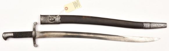 An unusual sidearm, in the style of a P1856 sword bayonet, recurved, fullered blade 20½”, marked ‘