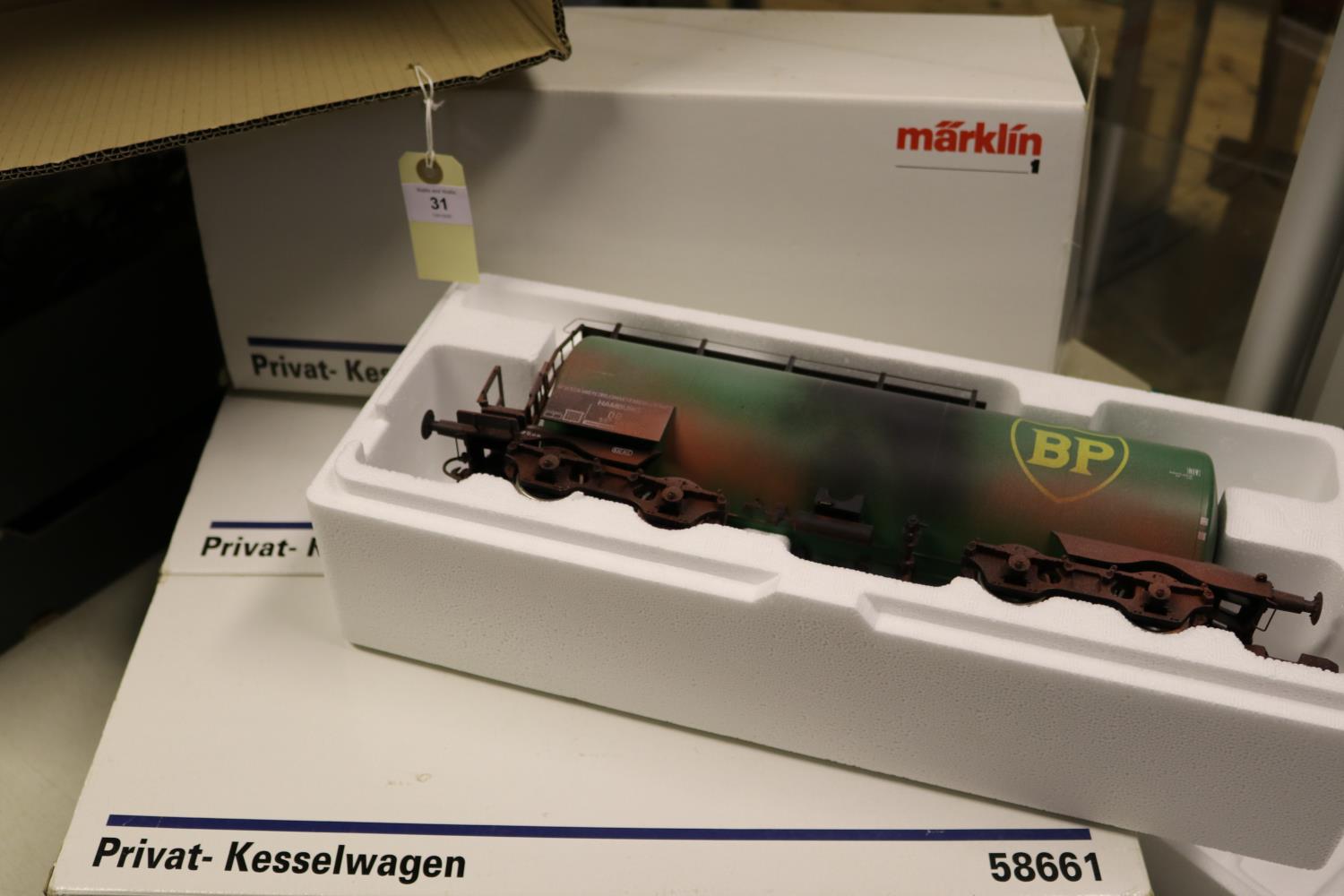 3x Marklin Gauge One (Spur 1), 45mm, German outline Kesselwagen private owner freight wagons, (