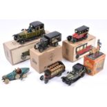 4 Paya reproduction Spanish tinplate clockwork vehicles. 2x Limousines, originally produced from