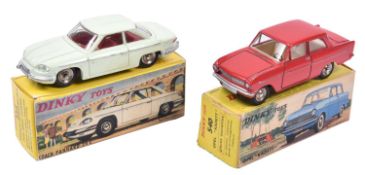 2 French Dinky Toys. Coach Panhard 24C (524). In pale green with red interior and spun concave