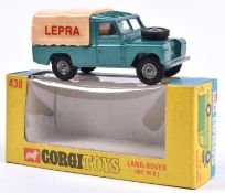 A scarce Corgi Toys LEPRA Land Rover 109" W.B. (438). An example in light metallic green with yellow