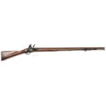 A 10 bore India Pattern Brown Bess flintlock musket, c 1800, 55” overall, barrel 39” with ordnance