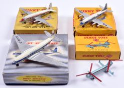 4 Dinky Aircraft. 2x Vickers Viscount Airliners - (708) B.E.A. in red, silver and white livery and