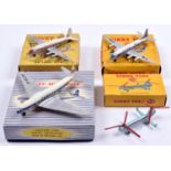 4 Dinky Aircraft. 2x Vickers Viscount Airliners - (708) B.E.A. in red, silver and white livery and