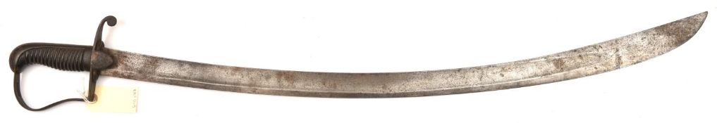 A 1796 pattern light cavalry trooper’s sword, broad, curved, shallow fullered blade 32½”, with