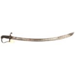 A 1796 pattern light cavalry trooper’s sword, broad, curved, shallow fullered blade 32½”, with