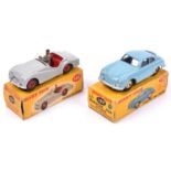 Dinky Toys Triumph TR2 Sports (105). A scarcer touring example in light grey with red interior and
