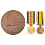 Pair: Victory Medal, Territorial Force War Medal (830138 Bmbr S Baylis RA), VF, with memorial plaque