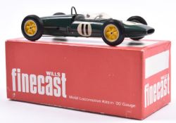 A Wills Finecast Lotus Single Seater racing car. In British Racing Green with maroon seat,