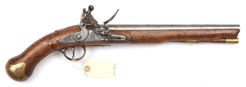 A good .56” Tower long Sea Service flintlock belt pistol, 19½” overall, barrel 12” with Tower