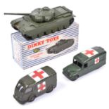 3 Dinky Military. An American export issue Dinky Toys Daimler Ambulance (30HM/624). In satin olive