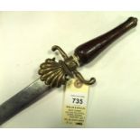 A plug bayonet, blade 15”, DE for half its length, small brass shell guard, lower mount to flattened
