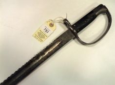 A P1879 sawbacked bayonet for the Martini Henry artillery carbine, various stamps and sale mark at