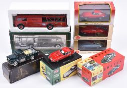 7 Various Makes. An Italian Old Cars Ferrari Racing Car Transporter in red with sponsors adverts