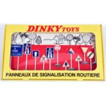 An original French Dinky Toys Traffic Signs set (593). 12 plastic road signs with metal bases, all