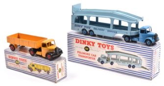 2 Dinky Toys. Pullmore Car Transporter (982). An example with mid blue cab and light blue trailer,
