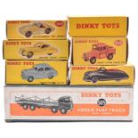 7 Useful Empty Dinky Toy Boxes. Foden Flat Truck with Chains (505), Austin Atlantic Convertible (