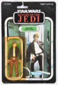 A Kenner Star Wars Return of the Jedi Han Solo vintage 3.75" figure. On a sealed 1983 65 card
