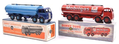 2 Dinky Supertoys Foden 14-Ton Tankers. Mobilgas (941) in red with red wheels and black tyres.