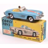 Corgi Toys Mercedes-Benz 300SL Open roadster (303S). An example in light blue with yellow