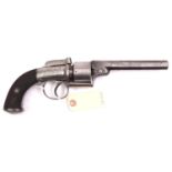 A 6 shot 54 bore open frame bar hammer self cocking transitional percussion revolver, 12” overall,