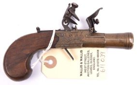 A brass barrelled and brass framed flintlock boxlock blunderbuss pocket pistol, by Pirrie of