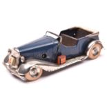 A scarce Tri-ang Minic tinplate clockwork Learners Car No.12m. A 1930's example in dark blue with