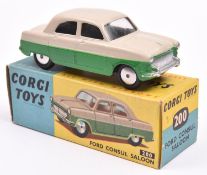 Corgi Toys Ford Consul Saloon (200). A rare example in pale grey upper with bright green lower body,