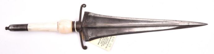 A 19th century copy of a plug bayonet, earlier katar blade 10”, with prominent central rib and