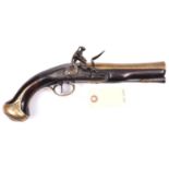 A brass barrelled flintlock blunderbuss pistol, by W Reynolds, London, c 1770, 11½” overall, swamped