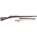 A French 11mm Model 1866 Chassepot bolt action SS needle fire rifle, no number or markings