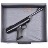 A .22” BSA Scorpion air pistol, with fully adjustable rearsight, telescopic sight grooves, black