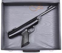A .22” BSA Scorpion air pistol, with fully adjustable rearsight, telescopic sight grooves, black